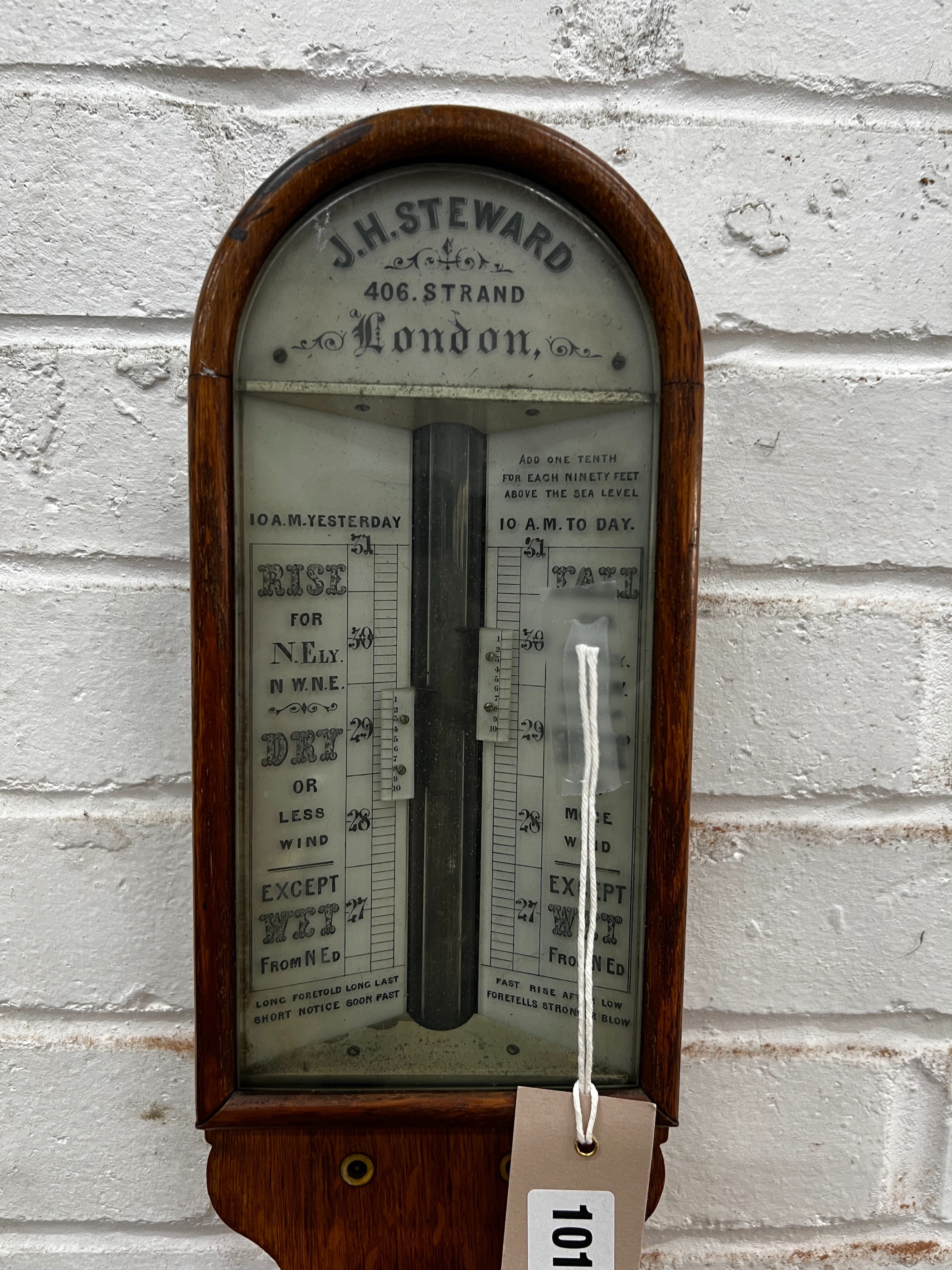 A Victorian oak stick barometer marked J H Steward, London, height 100cm
